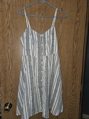 Old Navy White and Black Striped Button-Front Cami Sundress